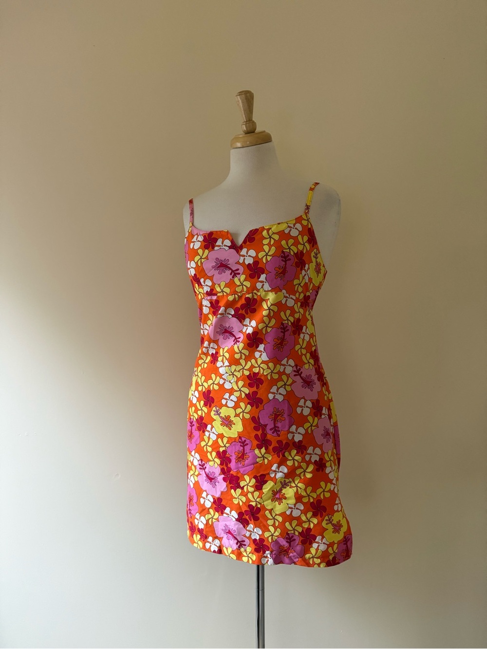 Floral Spaghetti-Strap Mini Dress in Bright Multi